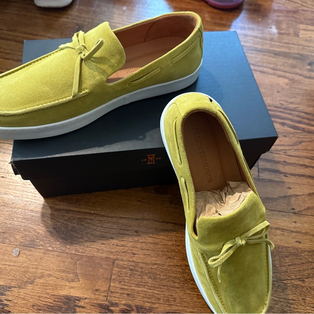 Allen Edmonds Olive Suede Loafers